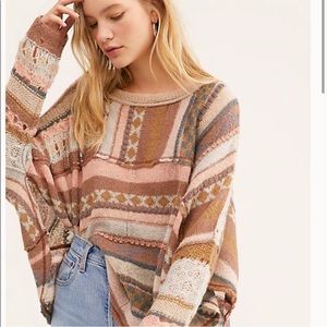 Free People Brown and Pink Knit Shrug